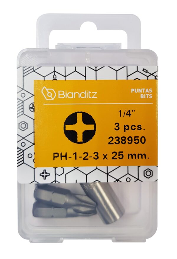 Punte Bianditz PH 1,2,3 x 25mm 1/4" Assortimento 3U.