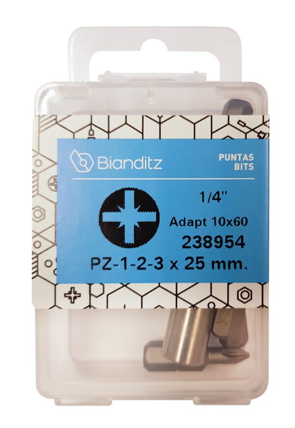 Punte BiaNditz PZ 1, 2, 3 + Adattatore 10x60 1/4" Assortimento ´3+1U.